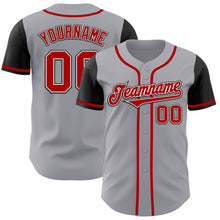 Load image into Gallery viewer, Custom Gray Red-Black Authentic Two Tone Baseball Jersey