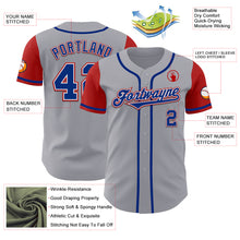 Load image into Gallery viewer, Custom Gray Royal-Red Authentic Two Tone Baseball Jersey