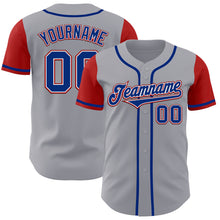 Load image into Gallery viewer, Custom Gray Royal-Red Authentic Two Tone Baseball Jersey