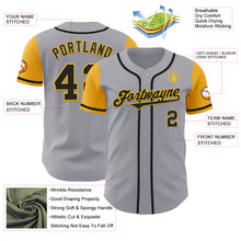 Load image into Gallery viewer, Custom Gray Black-Gold Authentic Two Tone Baseball Jersey