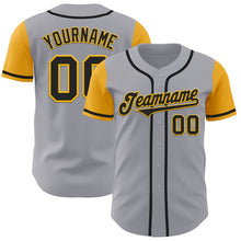 Load image into Gallery viewer, Custom Gray Black-Gold Authentic Two Tone Baseball Jersey