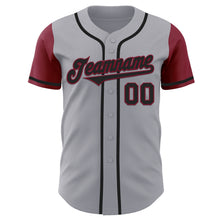 Load image into Gallery viewer, Custom Gray Black-Crimson Authentic Two Tone Baseball Jersey