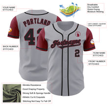 Load image into Gallery viewer, Custom Gray Black-Crimson Authentic Two Tone Baseball Jersey