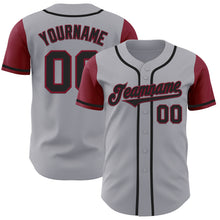 Load image into Gallery viewer, Custom Gray Black-Crimson Authentic Two Tone Baseball Jersey
