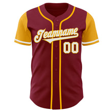 Load image into Gallery viewer, Custom Crimson White-Gold Authentic Two Tone Baseball Jersey