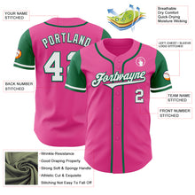 Load image into Gallery viewer, Custom Pink White-Kelly Green Authentic Two Tone Baseball Jersey