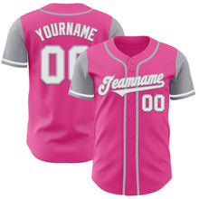 Load image into Gallery viewer, Custom Pink White-Gray Authentic Two Tone Baseball Jersey