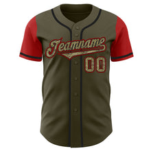 Load image into Gallery viewer, Custom Olive Camo-Black Authentic Two Tone Salute To Service Baseball Jersey