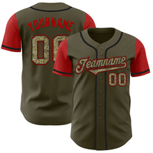 Load image into Gallery viewer, Custom Olive Camo-Black Authentic Two Tone Salute To Service Baseball Jersey