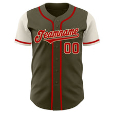 Load image into Gallery viewer, Custom Olive Red-Cream Authentic Two Tone Salute To Service Baseball Jersey