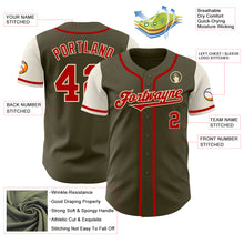 Load image into Gallery viewer, Custom Olive Red-Cream Authentic Two Tone Salute To Service Baseball Jersey