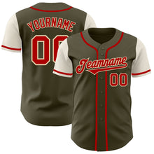 Load image into Gallery viewer, Custom Olive Red-Cream Authentic Two Tone Salute To Service Baseball Jersey
