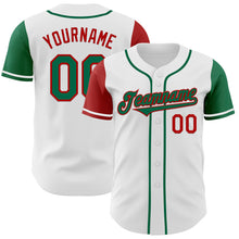 Load image into Gallery viewer, Custom White Kelly Green-Red Authentic Two Tone Baseball Jersey