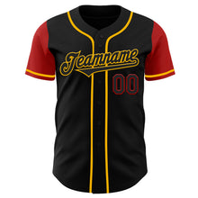 Load image into Gallery viewer, Custom Black Gold-Red Authentic Two Tone Baseball Jersey