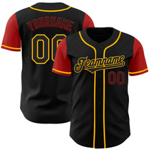 Load image into Gallery viewer, Custom Black Gold-Red Authentic Two Tone Baseball Jersey
