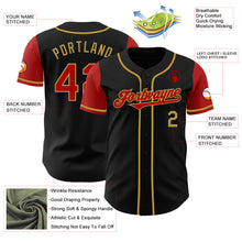 Load image into Gallery viewer, Custom Black Red-Old Gold Authentic Two Tone Baseball Jersey