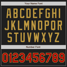 Load image into Gallery viewer, Custom Black Red-Old Gold Authentic Two Tone Baseball Jersey