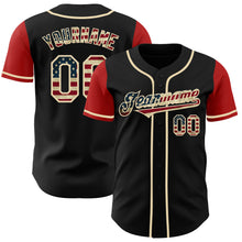 Load image into Gallery viewer, Custom Black Vintage USA Flag Cream-Red Authentic Two Tone Baseball Jersey