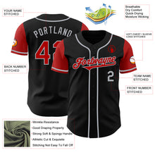 Load image into Gallery viewer, Custom Black Red-Gray Authentic Two Tone Baseball Jersey