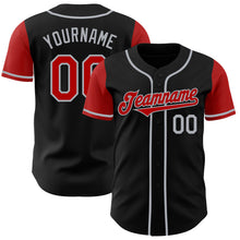 Load image into Gallery viewer, Custom Black Red-Gray Authentic Two Tone Baseball Jersey