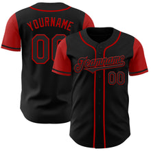 Load image into Gallery viewer, Custom Black Red Authentic Two Tone Baseball Jersey