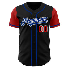 Load image into Gallery viewer, Custom Black Royal-Red Authentic Two Tone Baseball Jersey