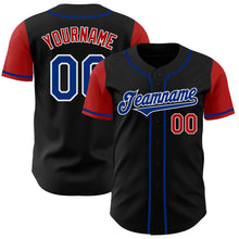 Load image into Gallery viewer, Custom Black Royal-Red Authentic Two Tone Baseball Jersey