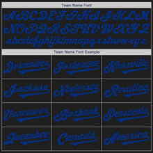 Load image into Gallery viewer, Custom Black Royal Authentic Two Tone Baseball Jersey