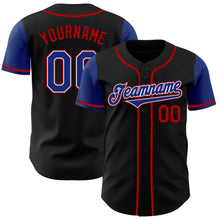 Load image into Gallery viewer, Custom Black Royal-Red Authentic Two Tone Baseball Jersey