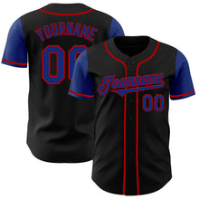 Load image into Gallery viewer, Custom Black Royal-Red Authentic Two Tone Baseball Jersey