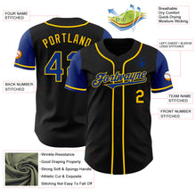 Load image into Gallery viewer, Custom Black Royal-Yellow Authentic Two Tone Baseball Jersey