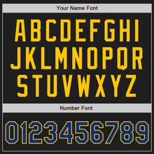 Load image into Gallery viewer, Custom Black Royal-Yellow Authentic Two Tone Baseball Jersey