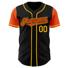 Load image into Gallery viewer, Custom Black Orange-Gold Authentic Two Tone Baseball Jersey
