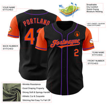Load image into Gallery viewer, Custom Black Orange-Purple Authentic Two Tone Baseball Jersey