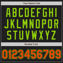 Load image into Gallery viewer, Custom Black Orange-Neon Green Authentic Two Tone Baseball Jersey