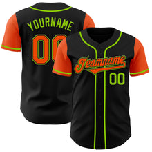 Load image into Gallery viewer, Custom Black Orange-Neon Green Authentic Two Tone Baseball Jersey