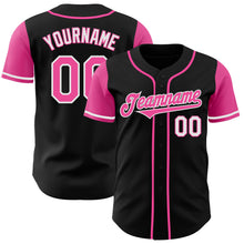 Load image into Gallery viewer, Custom Black Pink-White Authentic Two Tone Baseball Jersey