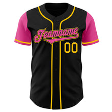 Load image into Gallery viewer, Custom Black Pink-Yellow Authentic Two Tone Baseball Jersey