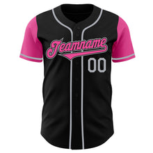 Load image into Gallery viewer, Custom Black Pink-Gray Authentic Two Tone Baseball Jersey