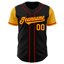 Load image into Gallery viewer, Custom Black Gold-Red Authentic Two Tone Baseball Jersey