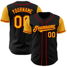 Load image into Gallery viewer, Custom Black Gold-Red Authentic Two Tone Baseball Jersey