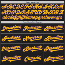 Load image into Gallery viewer, Custom Black Gold-Purple Authentic Two Tone Baseball Jersey