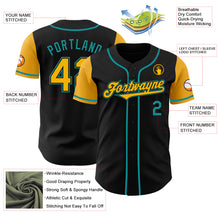 Load image into Gallery viewer, Custom Black Gold-Teal Authentic Two Tone Baseball Jersey