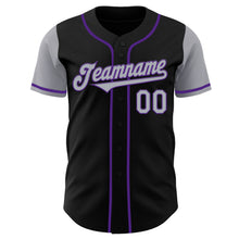 Load image into Gallery viewer, Custom Black Gray-Purple Authentic Two Tone Baseball Jersey