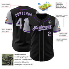 Load image into Gallery viewer, Custom Black Gray-Purple Authentic Two Tone Baseball Jersey