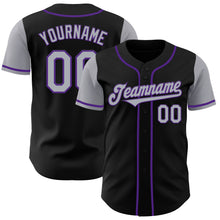 Load image into Gallery viewer, Custom Black Gray-Purple Authentic Two Tone Baseball Jersey
