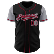 Load image into Gallery viewer, Custom Black Crimson-Gray Authentic Two Tone Baseball Jersey