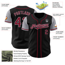 Load image into Gallery viewer, Custom Black Crimson-Gray Authentic Two Tone Baseball Jersey
