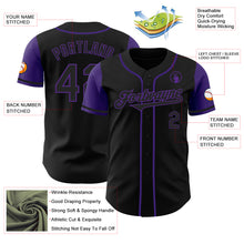 Load image into Gallery viewer, Custom Black Purple Authentic Two Tone Baseball Jersey