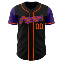 Load image into Gallery viewer, Custom Black Purple-Orange Authentic Two Tone Baseball Jersey